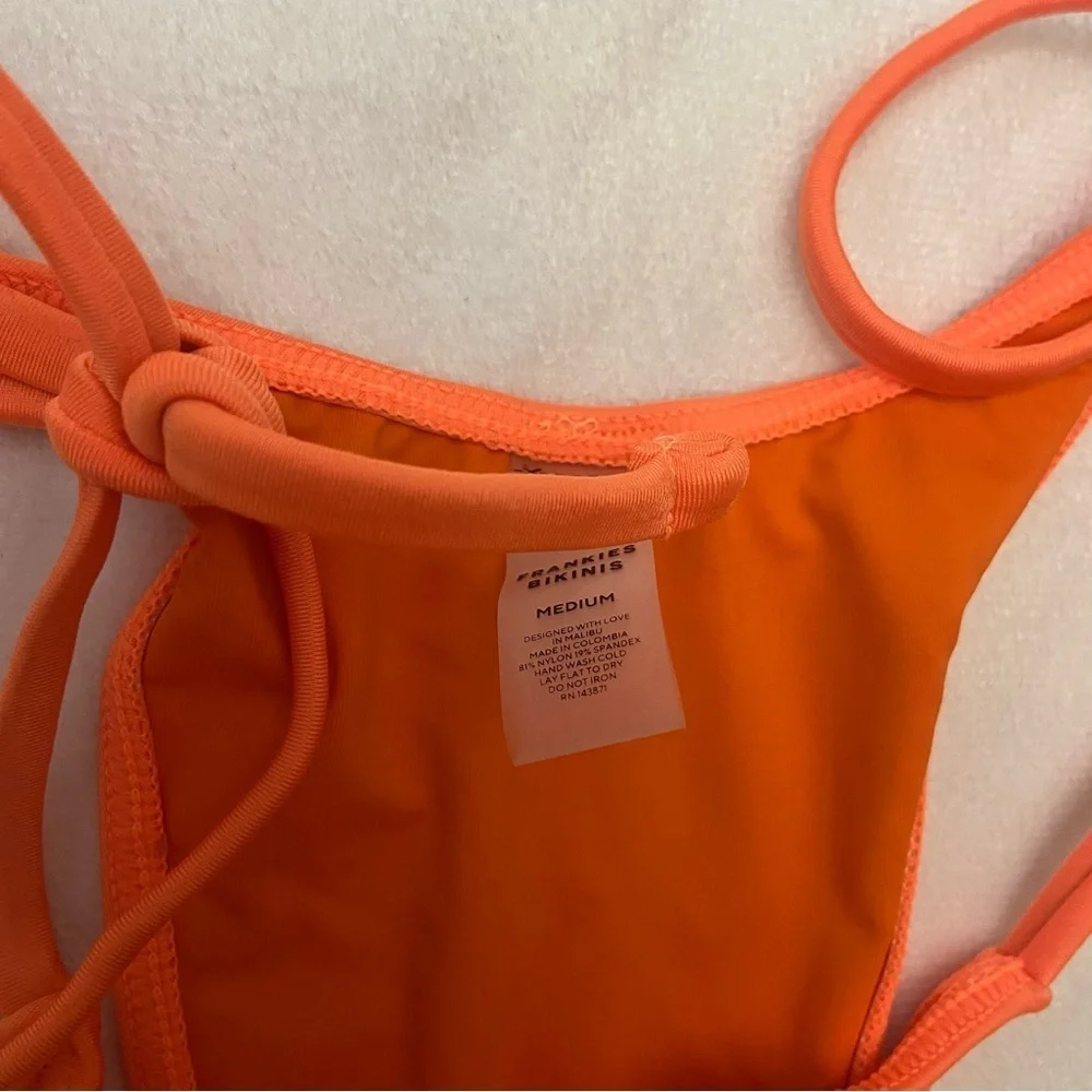 New! Frankie's Bikinis Tia Cuties Orange Tie-Side Thong Bottom 1089